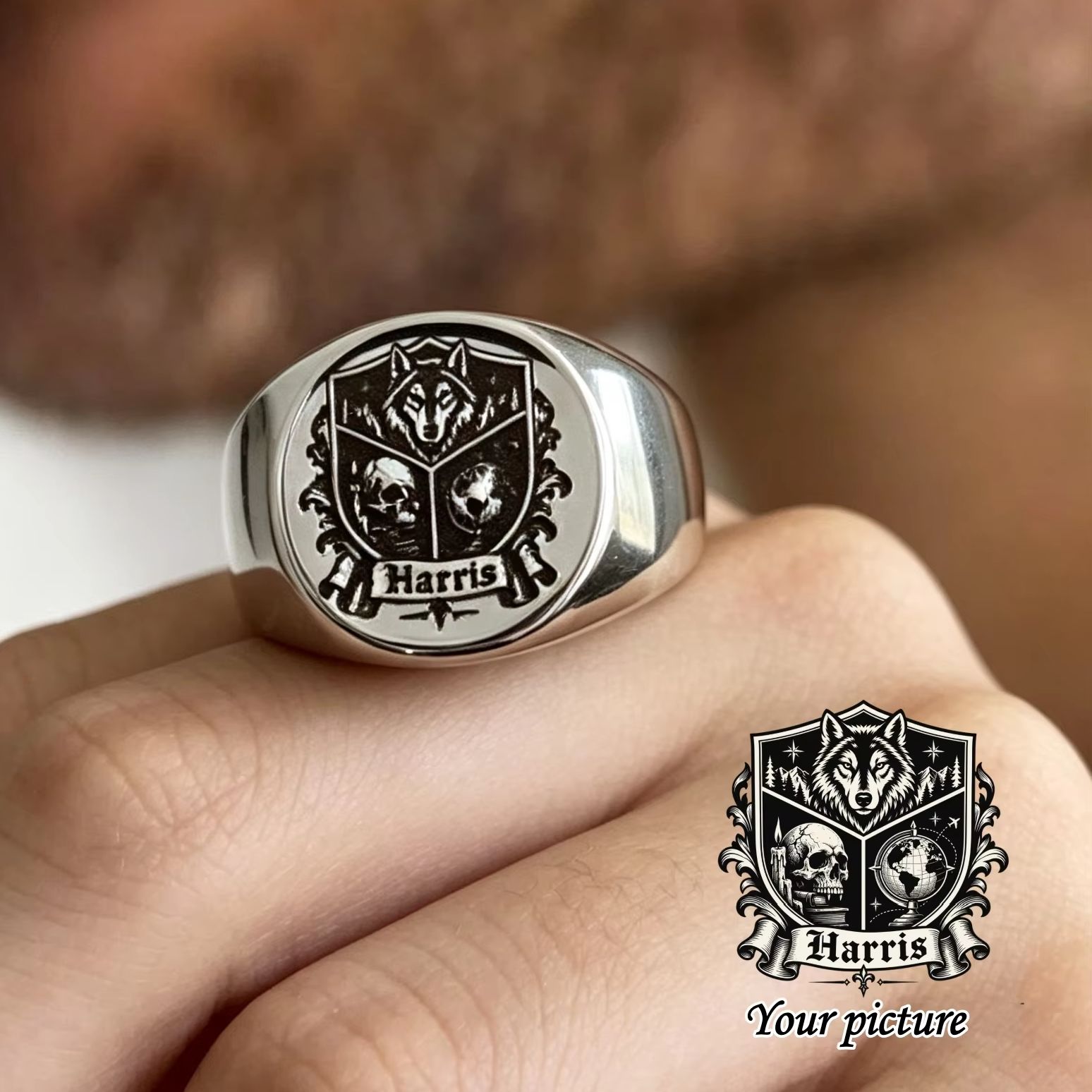 Custom Photo Signet Ring Perso - огляд і ціна Initial Ring Custom